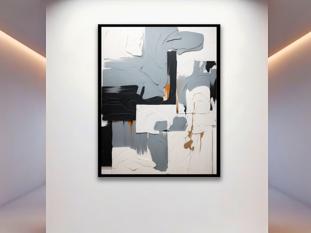 Black and Gray Wall Art Print Monochrome Etsy