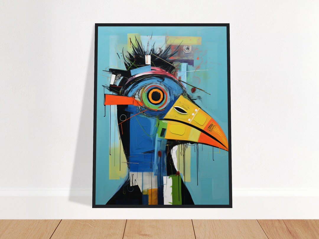 Colorful Abstract Bird Wall Art Eclectic Bird Decor Urban Etsy