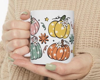 Retro pompoen herfstkoffiemok: herfstdecoratiecadeau