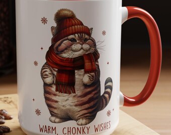 Funny Chonky Christmas Cat Coffee Mug  Cat Lover Gift Holiday Mug Cute Cat Mug Gift for Cat Mom Funny Mug Christmas Mug Gift For Her For Him
