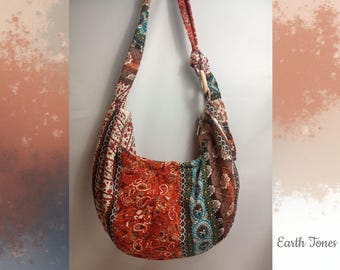 Large Crossbody Boho Cotton Bag, Patchwork Hobo Bag, Lightweight  Shoulder Casual Tote