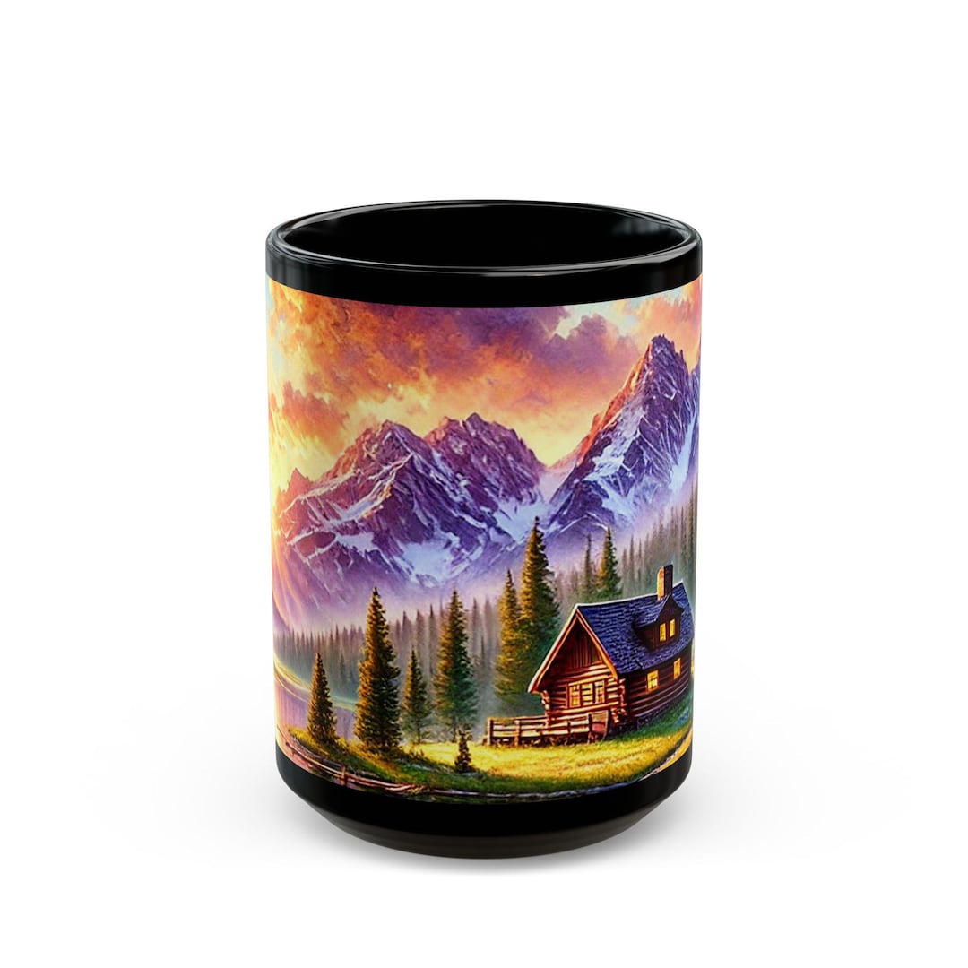 Mountain Cabin Coffee Mug: Rustic Nature Decor - Etsy