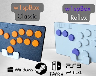 w1spBox - Customisable Hitbox controller. All buttons, leverless fightstick for PC, Steam, SteamDeck, Switch, PS3 and Limited PS4. Flatbox!