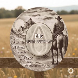 Christian Cowboy Hat Burning Design, I Can Do All Things Through Christ Engraving Design, Western Faith Laser Template With Mountains