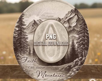 Faith Can Move Mountains Hat Burning Design, Christian Hat Laser Engraving Template, Mountain Landscape Burn Art, PNG PDF Digital File