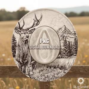 Deer & Forest Hat Burning Design, Hat Brim Burning Template, Wide Brim Fedora Engraving File, Hat Burning Stencil, Pyrograph Art, PNG + PDF