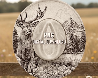 Deer & Forest Hat Burning Design, Hat Brim Burning Template, Wide Brim Fedora Engraving File, Hat Burning Stencil, Pyrograph Art, PNG + PDF