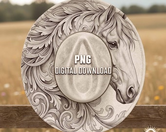 Horse Hat Burning Design, Ornamental Laser Engraving Template, Western Filigree Burn Art, Digital PNG PDF