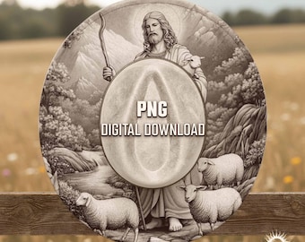 Jesus and Lamb Hat Burning Design, Christian Hat Laser Engraving File, Faith Western Art, Digital Download PNG PDF