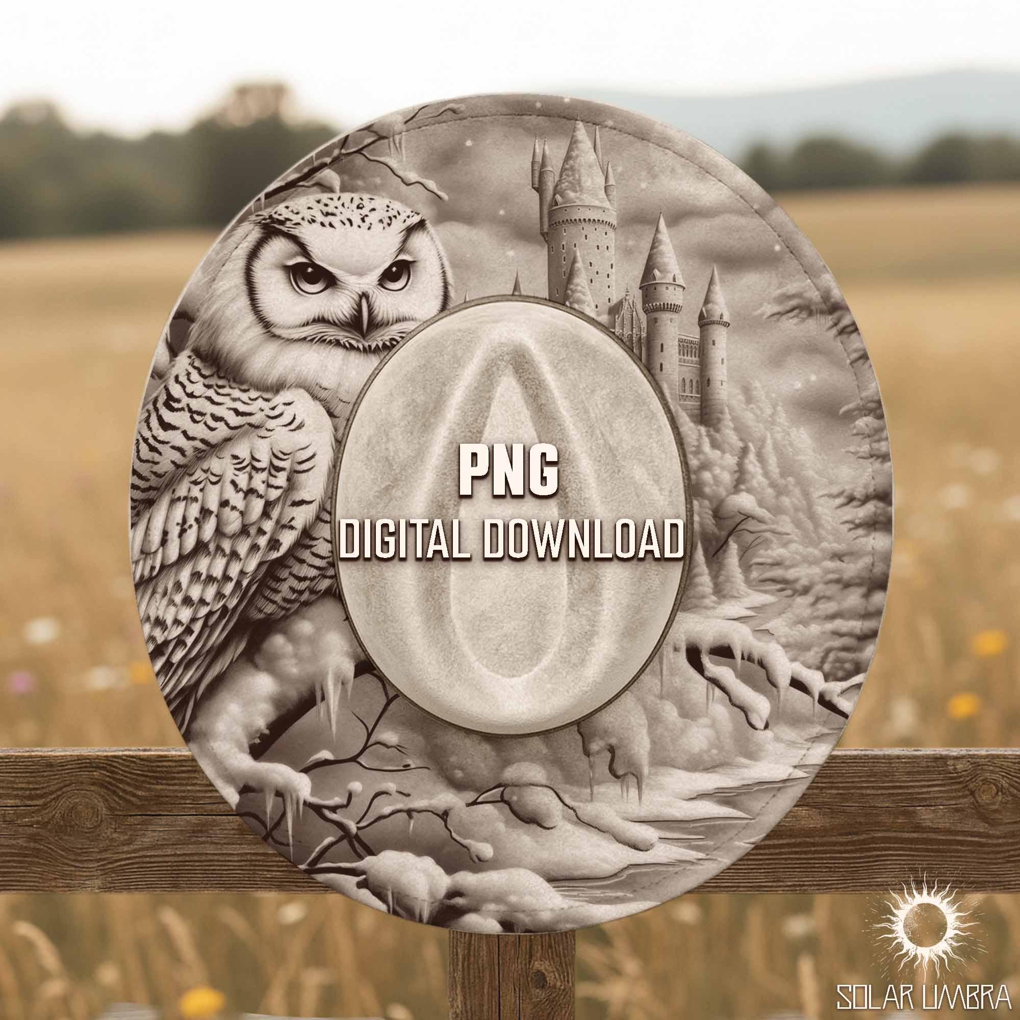 Owl and Castle Hat Engraving Design, Fantasy Laser File (Digital Download)