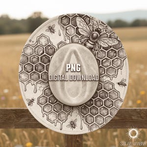 Honey Bee Hat Burning Design, Fedora Hat Laser Engraving Template, Geometric Honeycomb With Dripping Honey, Digital Download PNG PDF