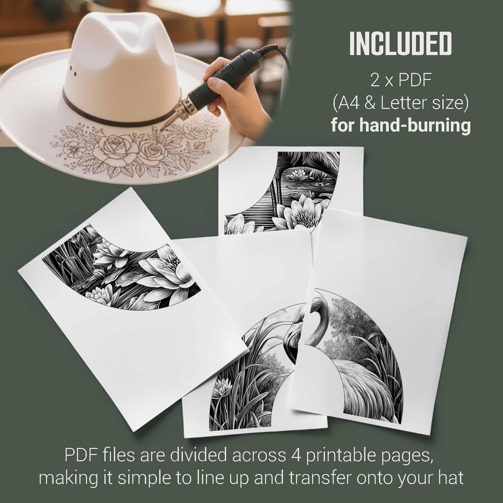 Flamingo Laser Engraving Hat Burning Design, Water Lily Pond  display picture 2