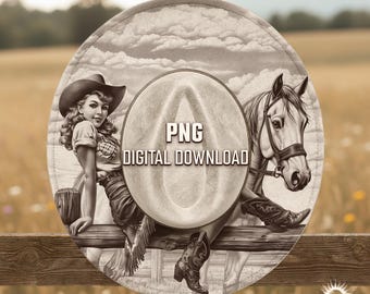 Cowgirl Horse Ranch Laser Engraving Hat Template (Digital PNG File)