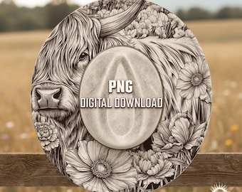 Modelo de chapéu de aba larga Highland Cow, modelo de queima de chapéu de cowboy, arquivo de queima a laser Western, estêncil para queima de chapéu, PNG e PDF