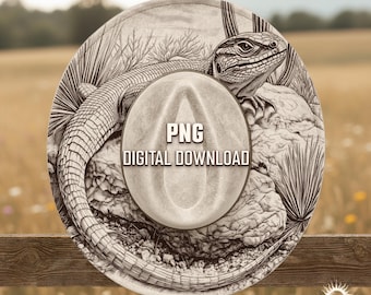 Lizard Hat Design, Desert Landscape with Cactus, Wide Brim Hat Burning Design, Hat Burning Stencil, Fedora Hat Laser Burning File, PNG PDF