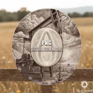 Pumpjack Hat Burning Design, Western Laser Engraving Files, Oilfield And Desert Landscape Artwork, Digital Download File PNG PDF