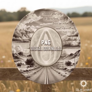 Bible Verse Hat Burning Design, Christian Laser Engraving Files, Psalm 37:5 Faith Road Scene, Digital Download PNG PDF
