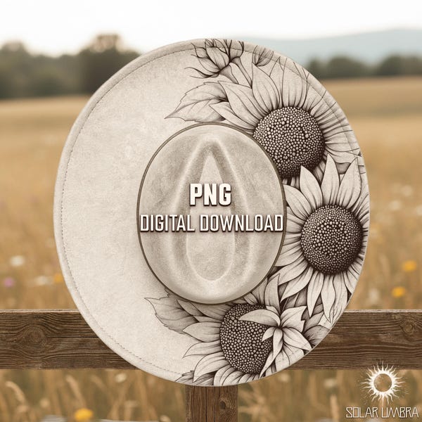 Sonnenblume Hut Laser Gravur Design, Blumen Kunstwerk (PNG PDF)