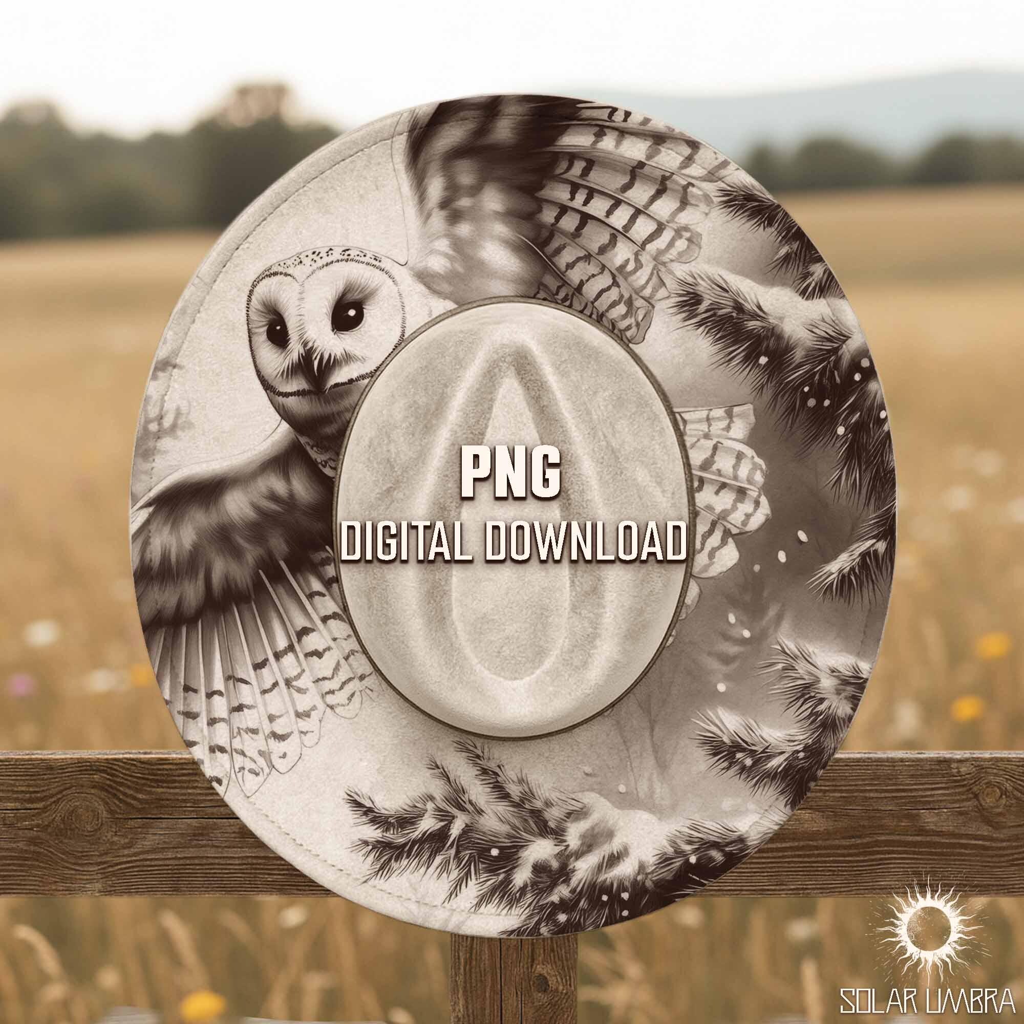 Owl Hat Burning Design, Rustic Laser Engraving File (Digital Download PNG PDF)