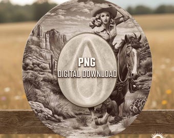 Cowgirl Riding Horse Western Desert Scene, Laser Engraving Hat Design, Wide Brim Hat Template, Hat Burning PNG Pattern, Hat Burning Stencil