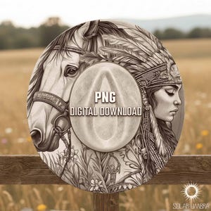 Native American Woman & Horse Hat Burning Design, Laser Engraving PNG (Digital Download)