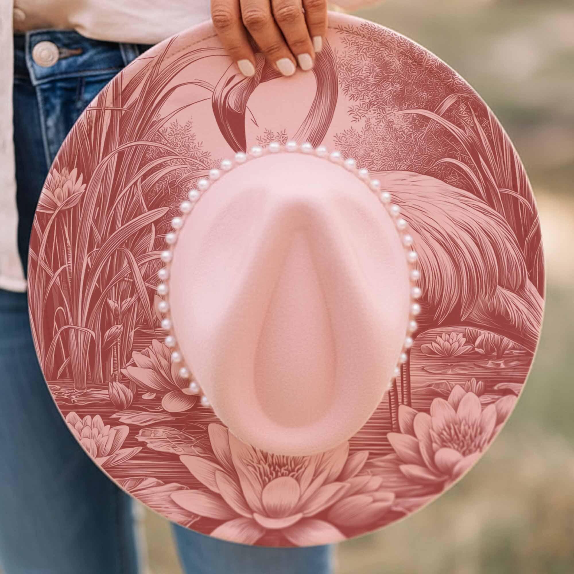 The Flamingo – Custom Engraved Western Hat Custom Engraved Cowboy Hat, Vintage Style Western Rodeo Hat  main image 4