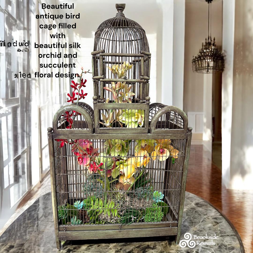 Victorian Bird Cage W Orchid Floral - Etsy