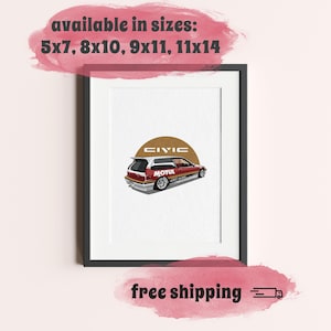Honda Civic Poster | EF9 JDM Car Print | Street Racing Wall Art | Gift for Car Enthusiasts