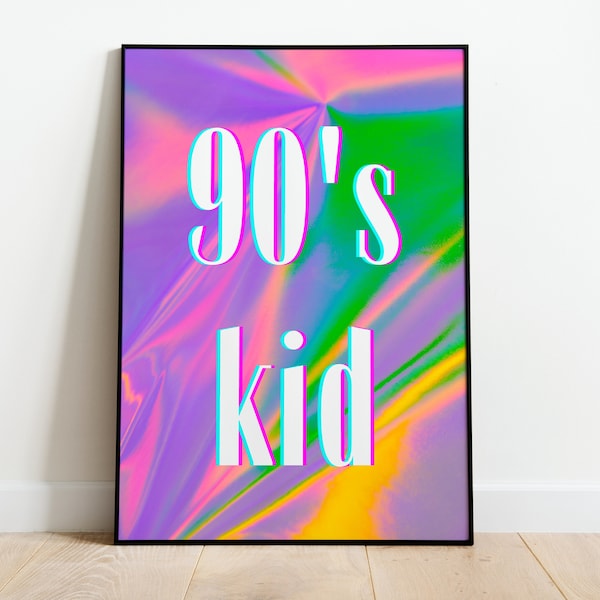 Arte de pared digital para niños de los años 90, cartel imprimible de los años noventa, regalo de nostalgia retro, arte retro, niño de los años 90, nacido en la decoración del hogar de los años 90