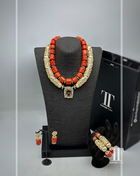 Nigerian beads,coral jewelry,coral beads,African bridal  accessories,traditional beads,authentic corals beads,handmade