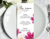Editable Floral Wedding Dinner Menu (digital Canva template) design by Evenjoynl