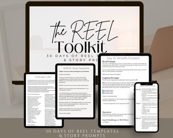 The Reel Toolkit I Reel Prompts & Caption Templates I Email and Conversions I Story Prompts I Digital Marketing I Canva Template I PLR