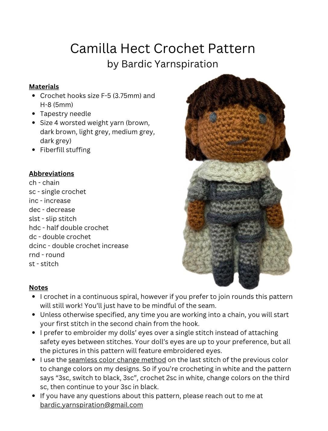 Camilla Hect Crochet Pattern - the Locked Tomb Amigurumi Doll Pattern - Etsy