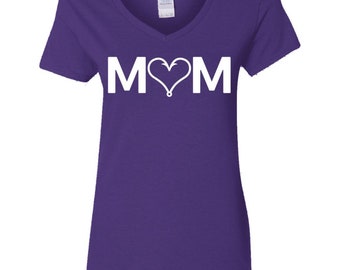Mom Hook Heart Ladies' V-Neck T-Shirt