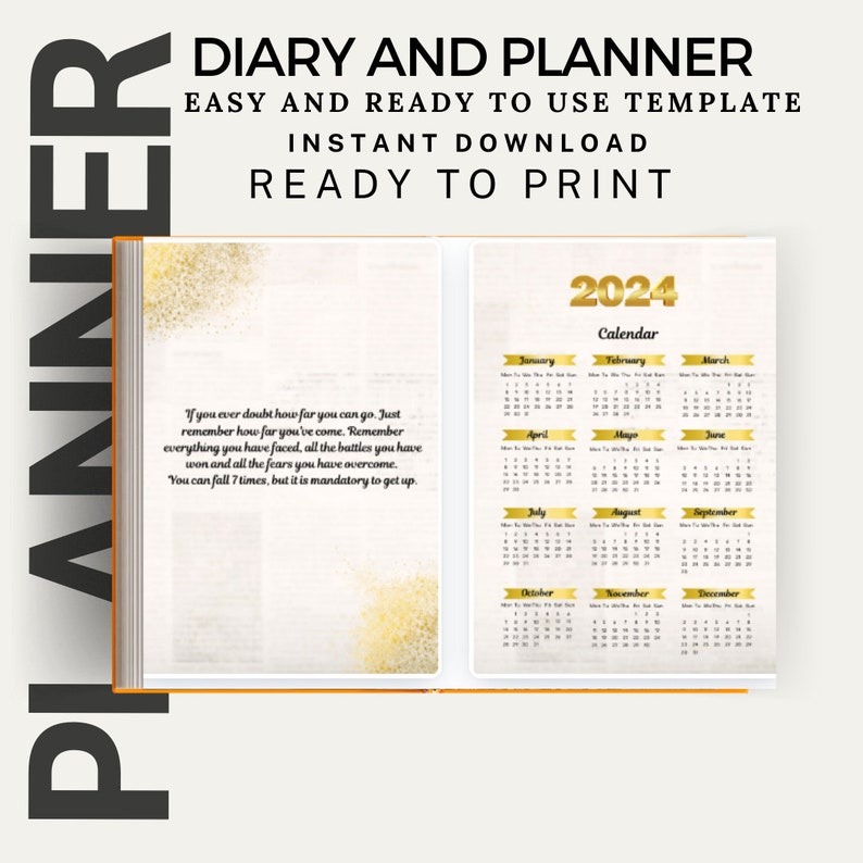 Diary Templates for Canva 2025 2025 Calendar, Monthly Planner, Weekly