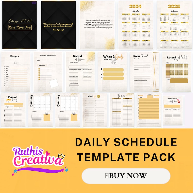 Diary Templates for Canva 2025 2025 Calendar, Monthly Planner, Weekly