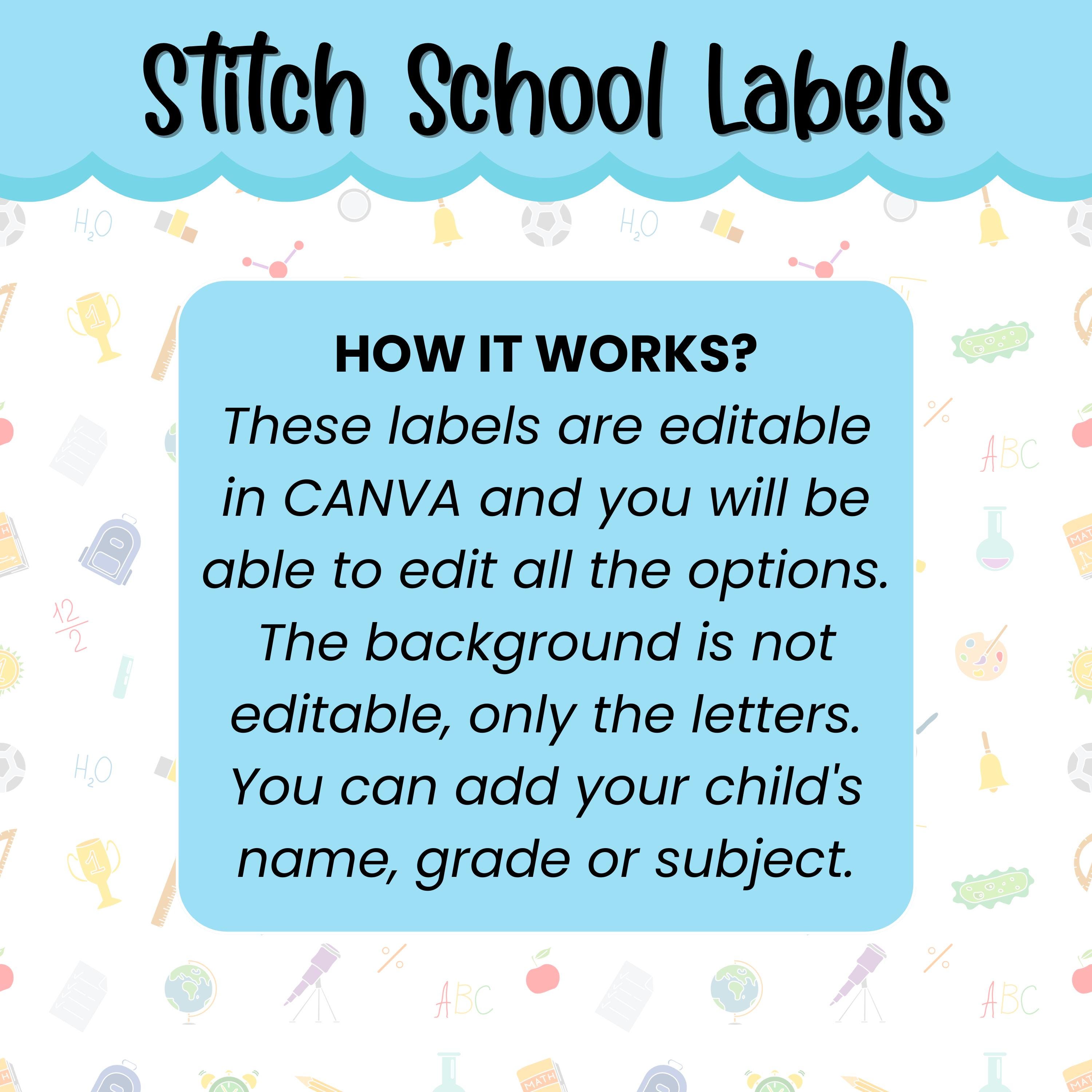 Stitch School Label - Stitch Custom School Labels - Stitch Back to ...