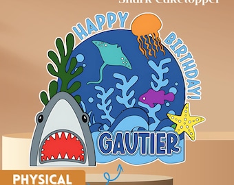 Shark Topper, Shark Cake Decor for Birthday Parties, Shark Themed Parties, Fun Shark Caketopper Decoration, Ocean Theme Birthday