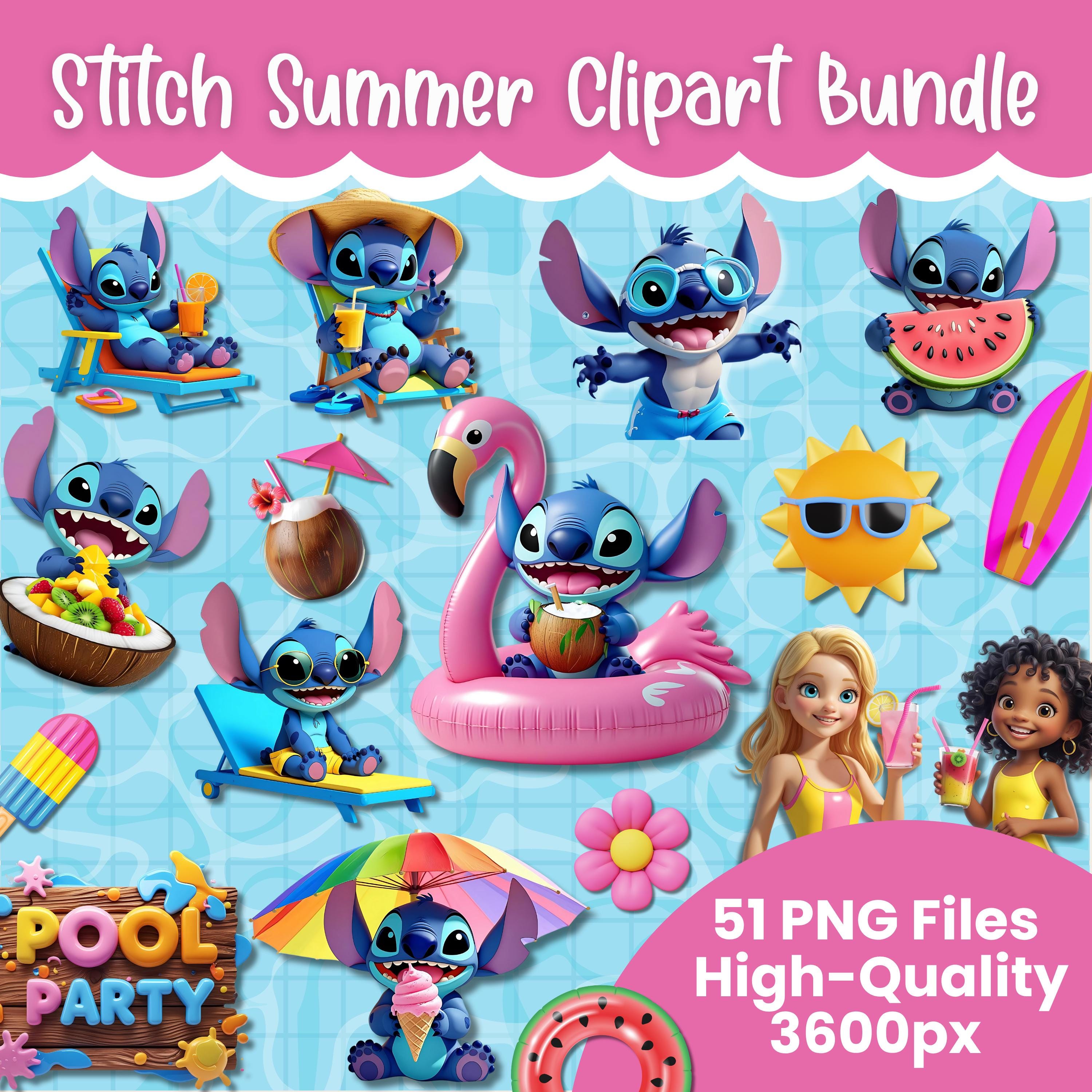Stitch Pool Raft Stitch Summer Clipart Bundle | Pool Party Pngs for Sublimation & Crafts ...