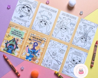 Stitch Halloween mini coloring book, Stitch Halloween party favors, Halloween Activity for kids, Stitch Halloween Party, Halloween favors