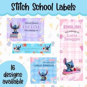 Stitch School Label - Stitch Custom School Labels - Stitch Back to School Labels - Kindergarden Labels - Primary Labels -School Supply Label
