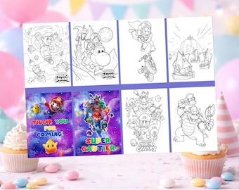 Mario Galaxy Mini Coloring Book, Mario Galaxy Party Favors, Mario Galaxy Birthday Theme, Mario Galaxy Guest Gift, Mario Galaxy Party Decor