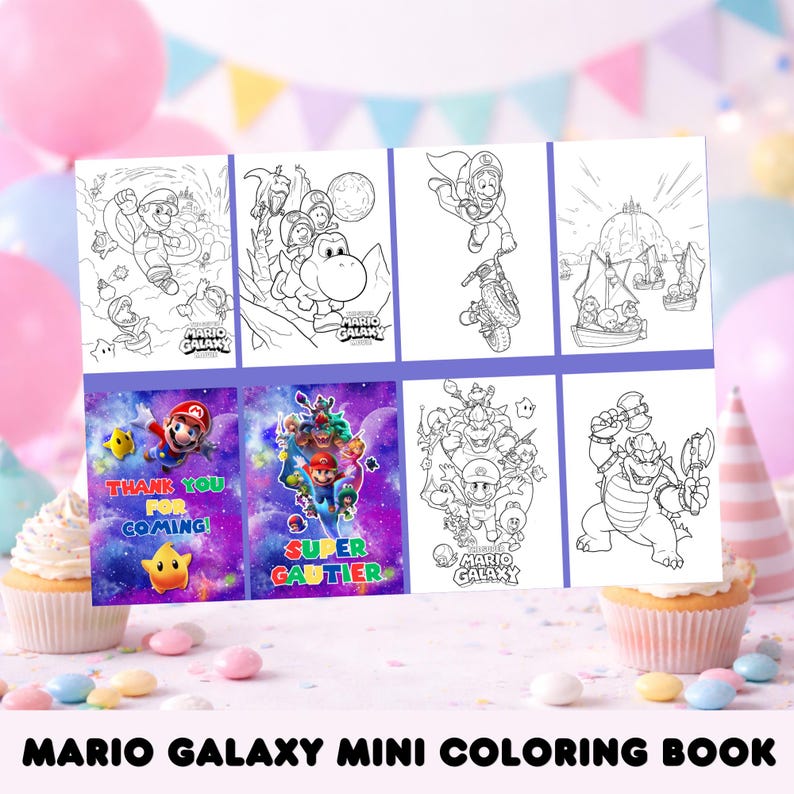 Peut inclure: Un mini cahier de coloriage Mario Galaxy. Il pr&eacute;sente des illustrations en noir et blanc de Mario et ses amis, ainsi que deux couvertures color&eacute;es avec les textes "Thank You For Coming" et "Super Gautier".
