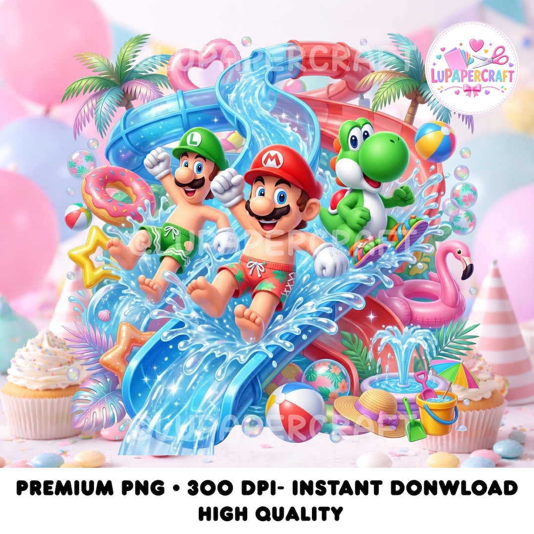 Mario & Luigui Clipart vacation summer, Mario Luigi Party Bithday ...