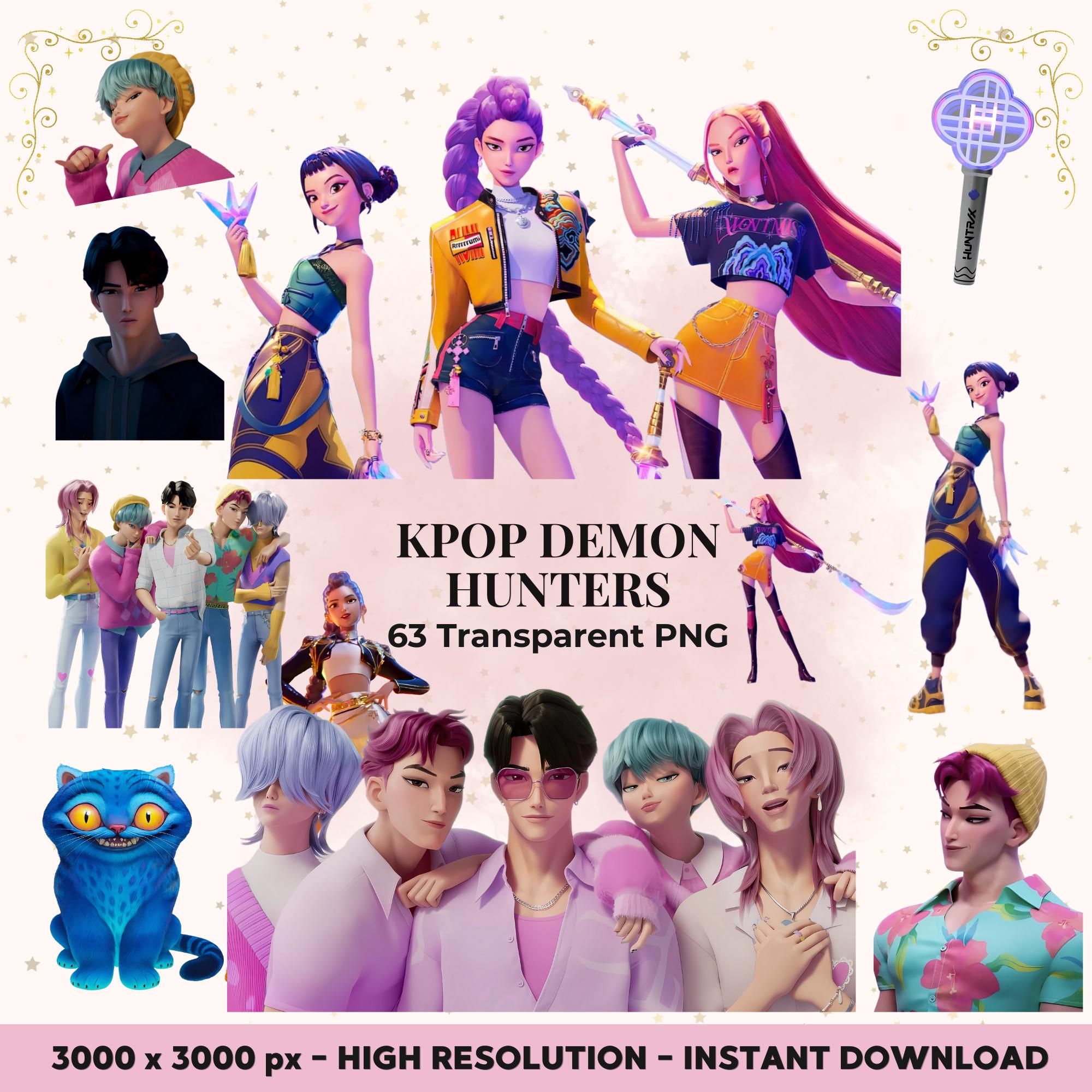 Huntrix Kpop Demon Hunters MEGA BUNDLE, Saja Boys Girls Bands PNG
