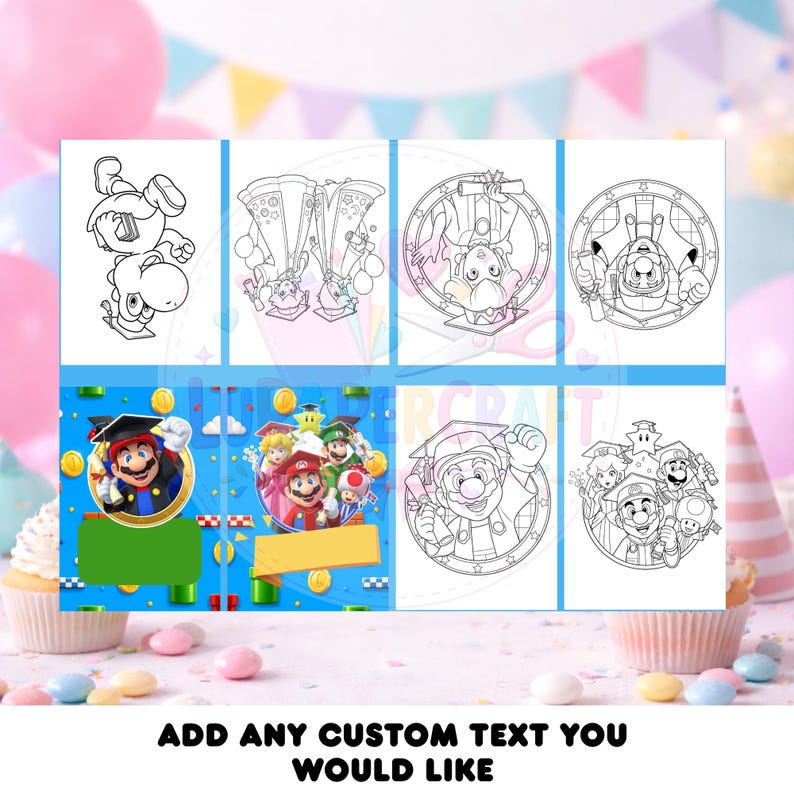 Mario Bro Graduation Mini Coloring Book , Mario Bro Graduation Party ...