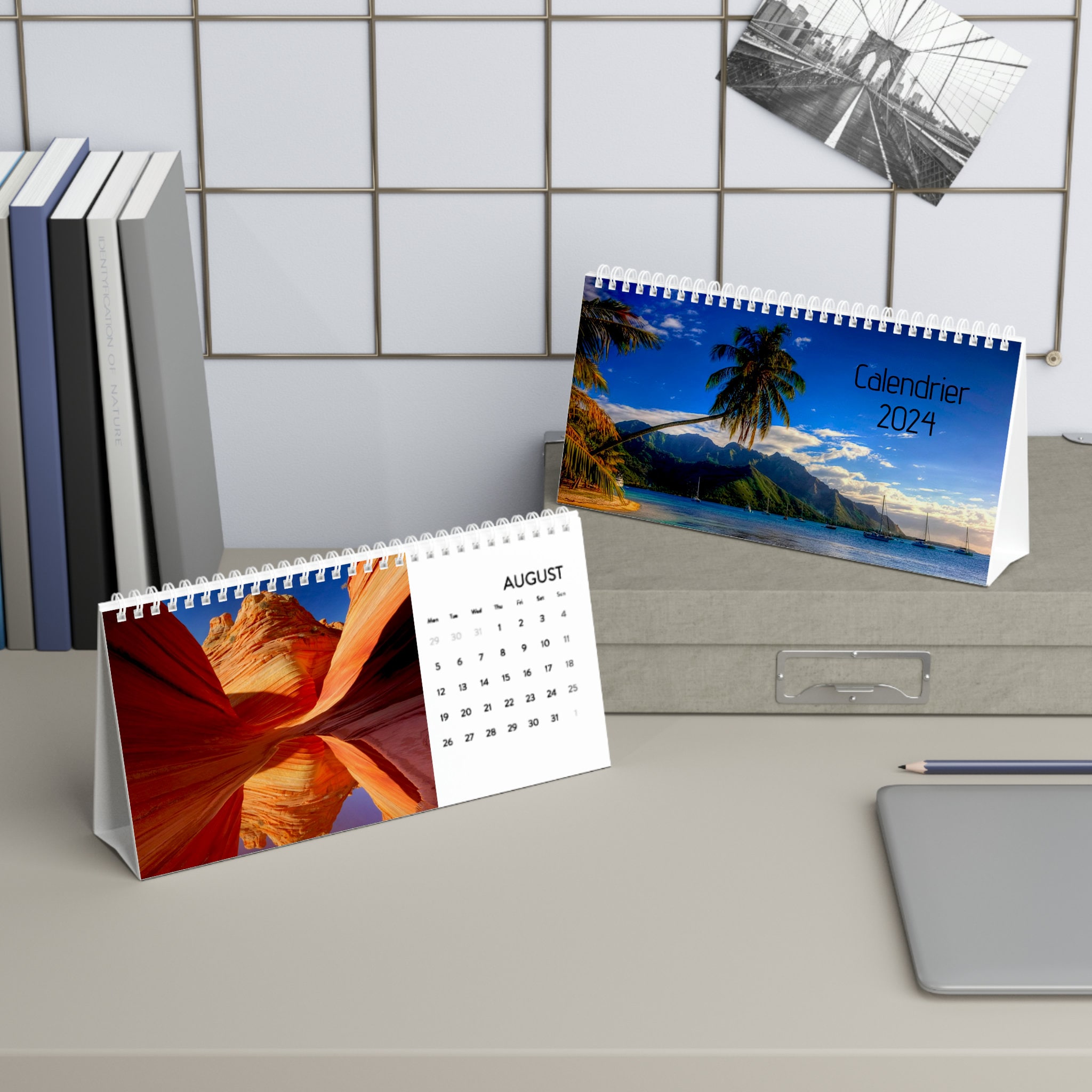 Desk Calendar 2024 Grid Etsy
