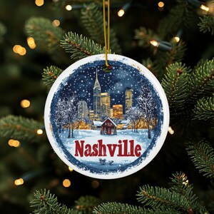 Nashville Ornament, Music City Geschenke, Nashville TN Dekor, Keramik Andenken, Tennessee Souvenirs, Urlaub für Nashville Ornament, 2 mit Seiten versehen