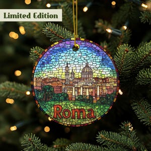Rome Ornament, Rome Gift, Roma, Travel Gift, Rome Souvenir, Eternal City, Ornament Exchange, High Quality Ceramic, Stained Glass Style Print