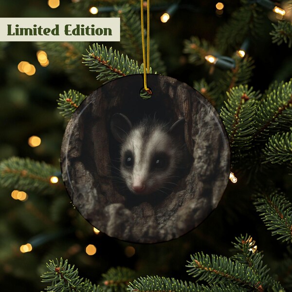 Opossum Ornament, Cute Opossum, Opossum Gift, Possum Baby, Funny Possum, Possum Mom Gift, Opossum Christmas, Double Sided, Quality Ceramic